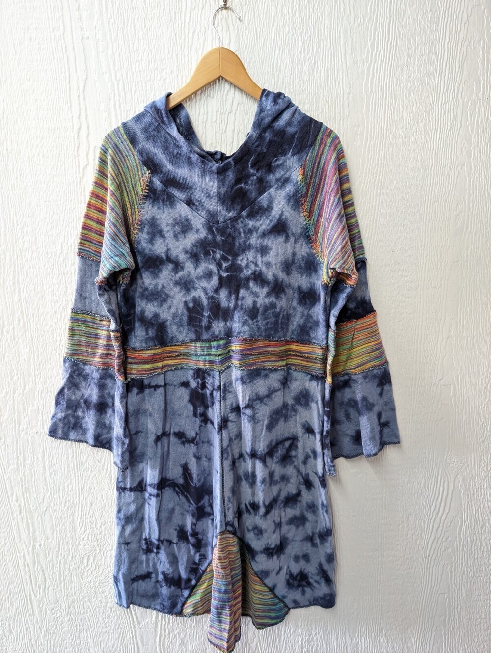 The Pyramid Collection 100% Cotton Tie Dye Dress With Hood Hippie Artsy Large